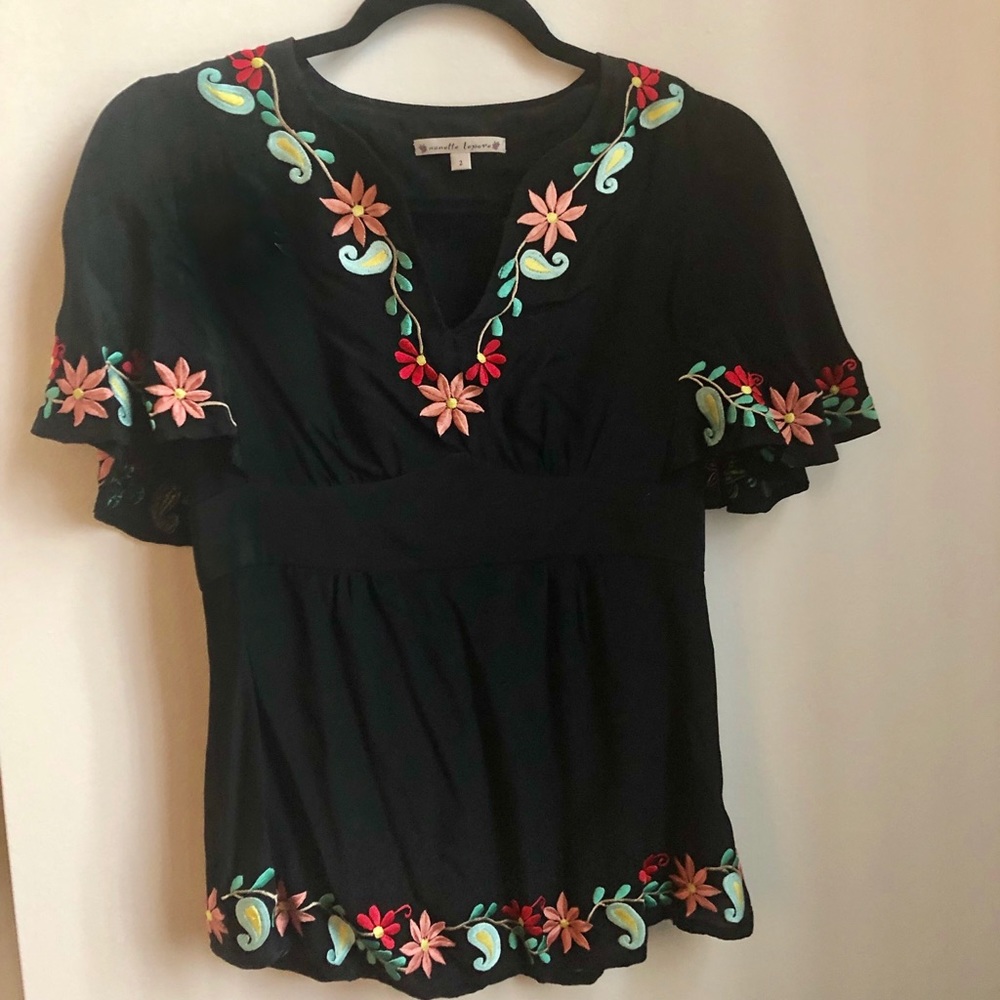 Nanette Lepore embroidered silk blouse